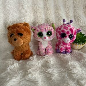 Ty Beanie Boos TWIGS Giraffe BARLEY Dog SOPHIE Cat